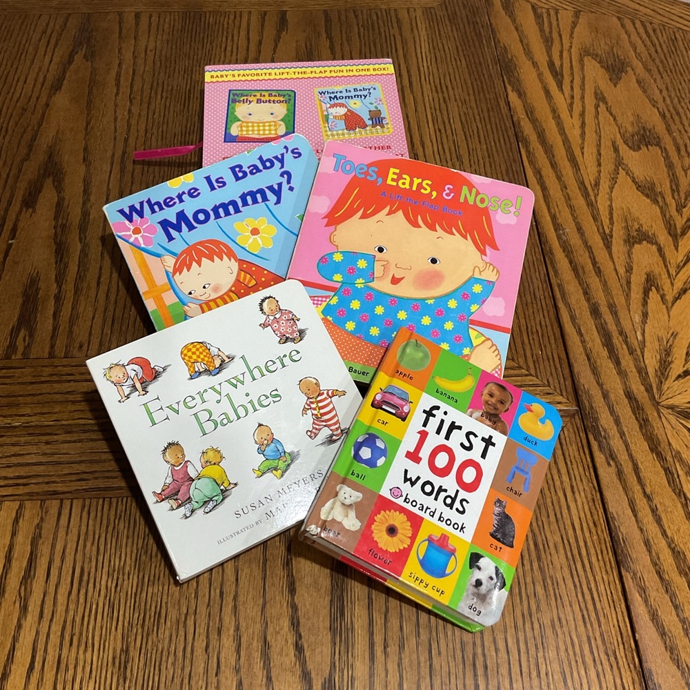 Colorful Baby Board Book Set Mommy, 1st 100, Box of Fun, Toes Ears Nose,